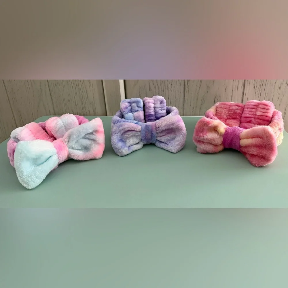 Fuzzy Plush Headband & Wrist Washband Scrunchies Cuffs Set